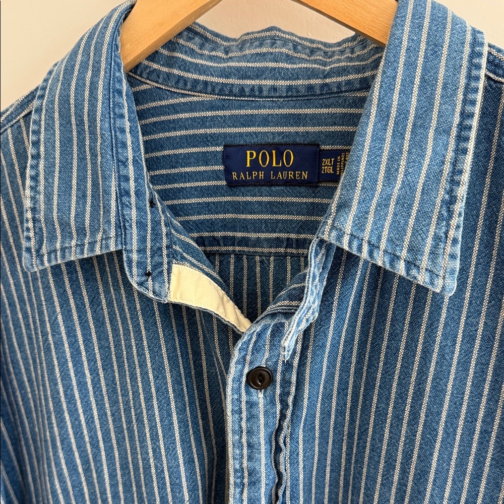 Polo by Ralph Lauren Blue Striped Casual Button Down Shirt - Picture 4 of 8